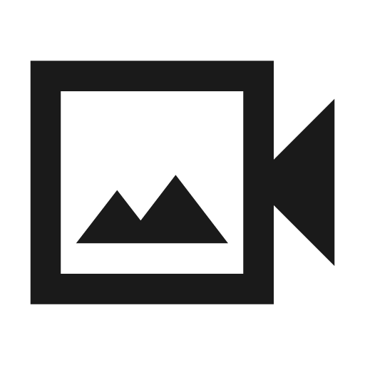 Video camera back outline sharp icon, sharp-cornered style, from Material Symbols