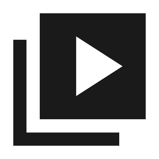 Video library sharp icon, sharp-cornered style, from Material Symbols