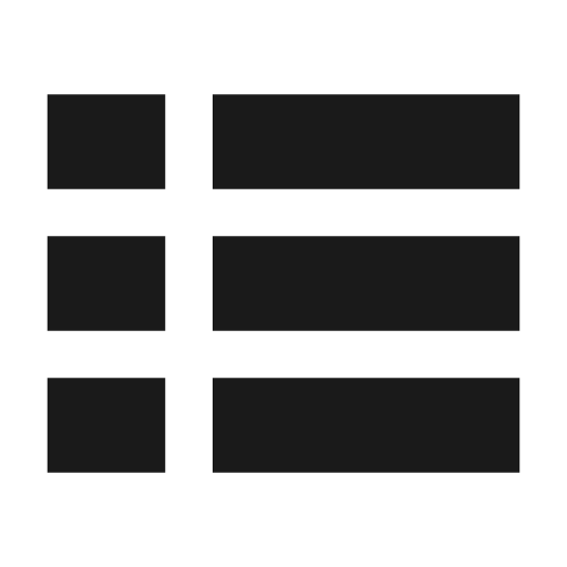 View list sharp icon, sharp-cornered style, from Material Symbols