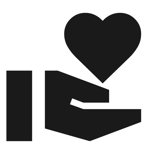 Volunteer activism sharp icon, sharp-cornered style, from Material Symbols