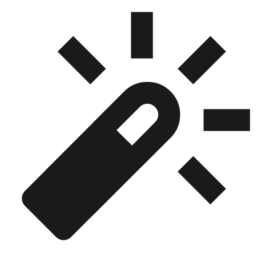 Wand shine icon, solid style, from Material Symbols