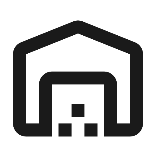 Warehouse outline rounded icon, rounded style, from Material Symbols