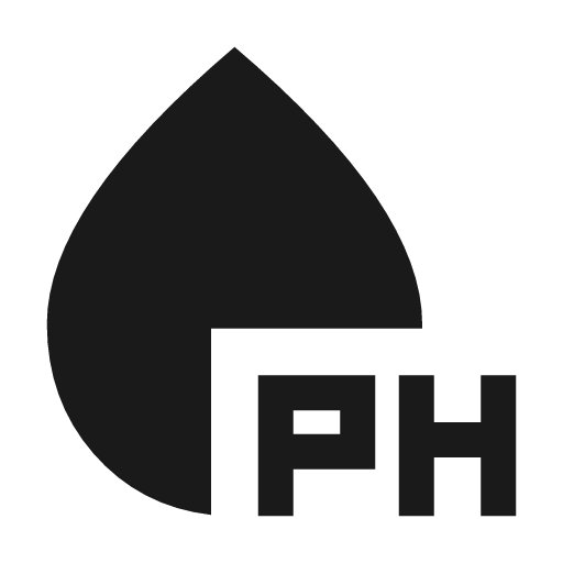 Water ph sharp icon, sharp-cornered style, from Material Symbols