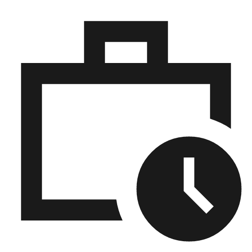 Work history outline sharp icon, sharp-cornered style, from Material Symbols