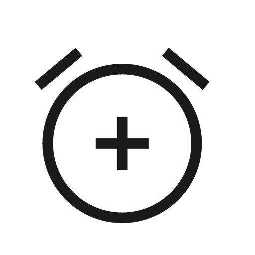 Alarm plus icon, solid style, from Material Design Light