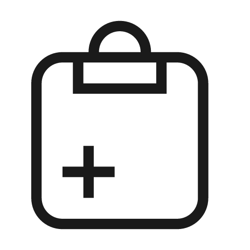 Clipboard plus icon, solid style, from Material Design Light