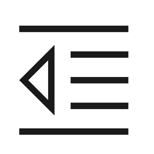 Format indent decrease icon, solid style, from Material Design Light