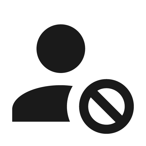 Account cancel icon, solid style, from Material Design Icons
