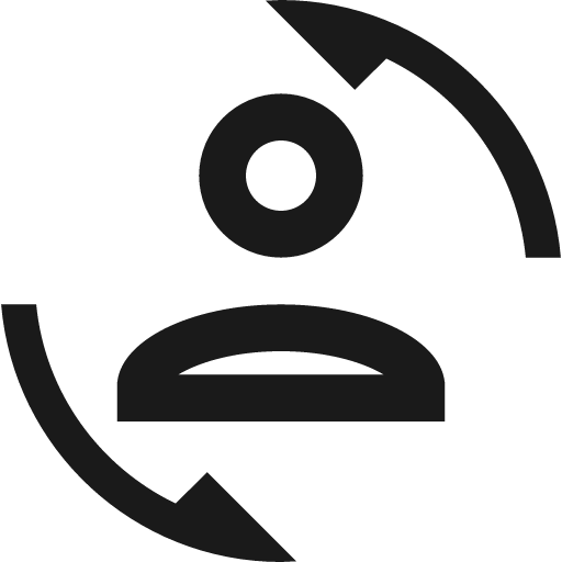Account convert outline icon, outline style, from Material Design Icons