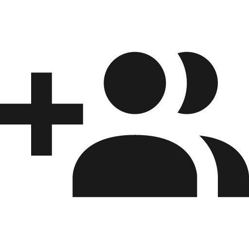 Account multiple plus icon, solid style, from Material Design Icons