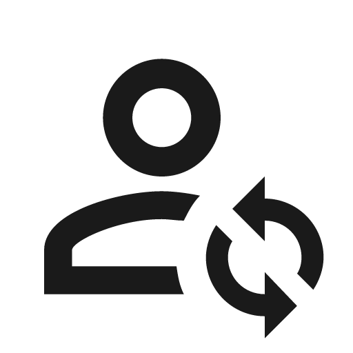 Account sync outline icon, outline style, from Material Design Icons