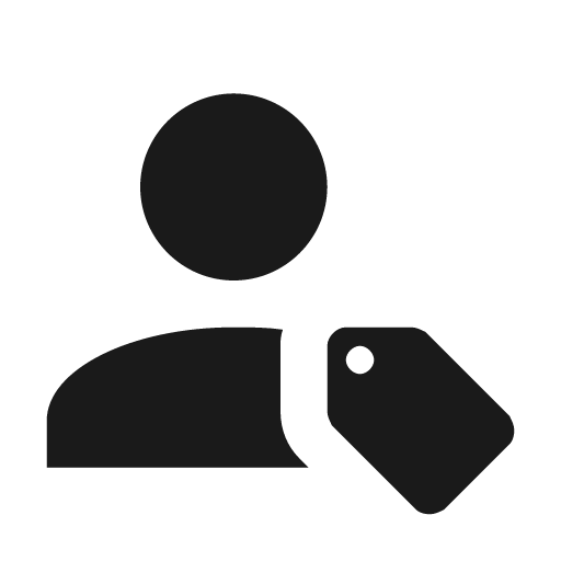 Account tag icon, solid style, from Material Design Icons