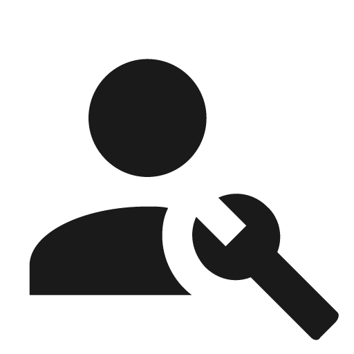 Account wrench icon, solid style, from Material Design Icons