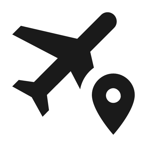 Airplane marker icon, solid style, from Material Design Icons