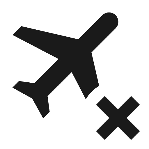 Airplane remove icon, solid style, from Material Design Icons