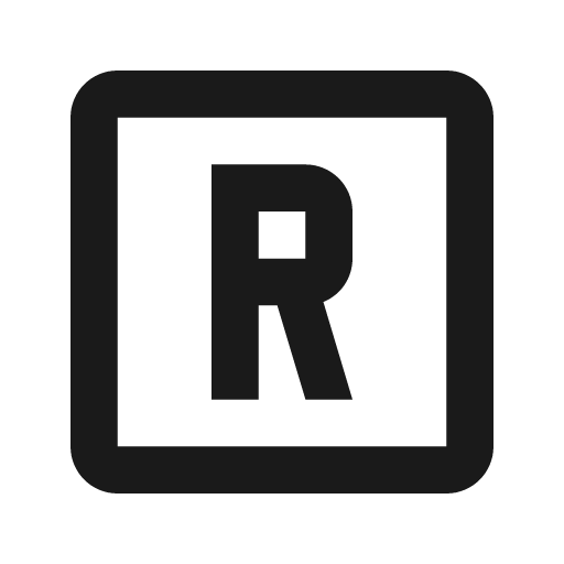 Alpha r box outline icon, outline style, from Material Design Icons