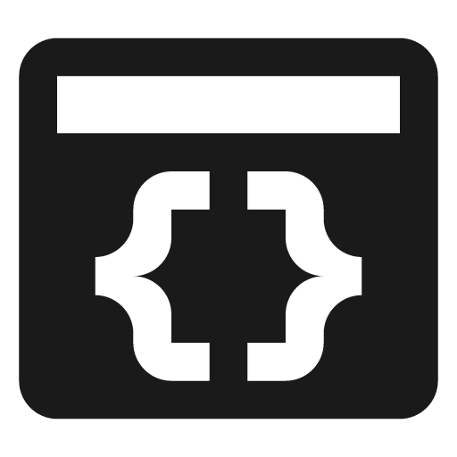 Application braces icon, solid style, from Material Design Icons
