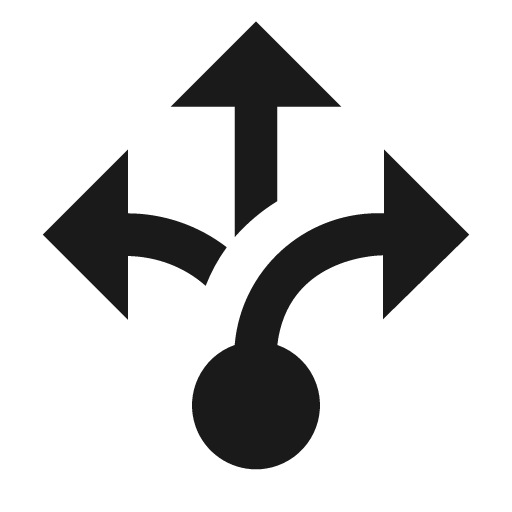 Arrow decision icon, solid style, from Material Design Icons
