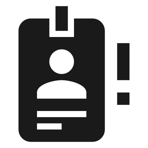 Badge account alert icon, solid style, from Material Design Icons
