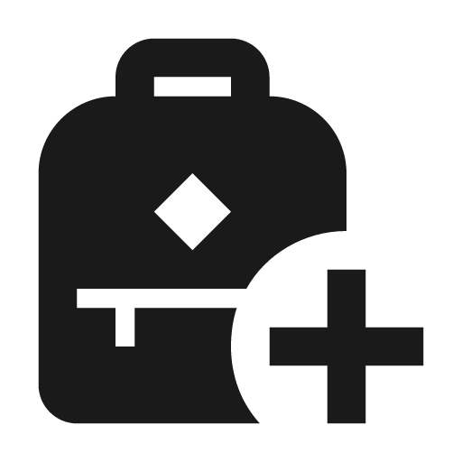 Bag personal plus icon, solid style, from Material Design Icons