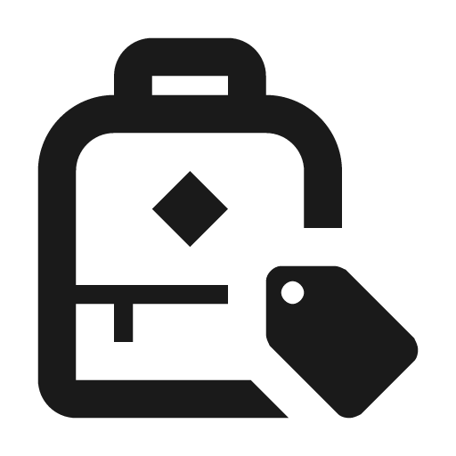 Bag personal tag outline icon, outline style, from Material Design Icons