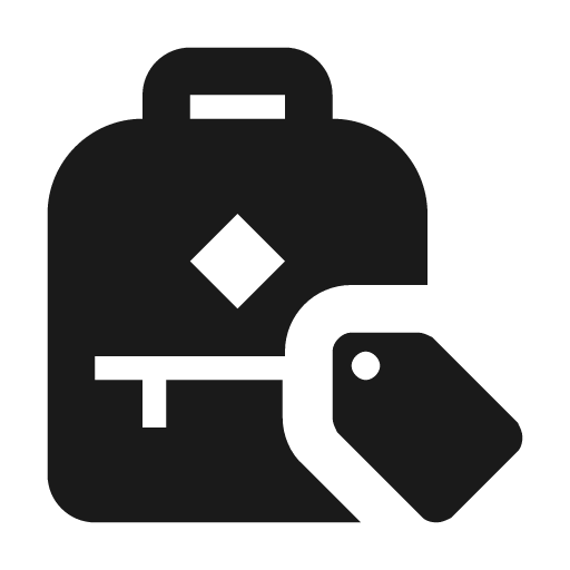Bag personal tag icon, solid style, from Material Design Icons