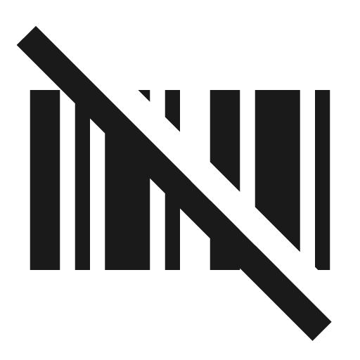 Barcode off icon, solid style, from Material Design Icons