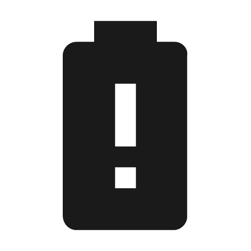 Battery alert icon, solid style, from Material Design Icons