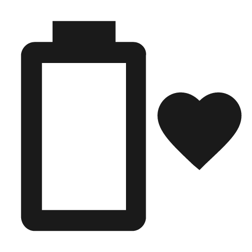 Battery heart outline icon, outline style, from Material Design Icons