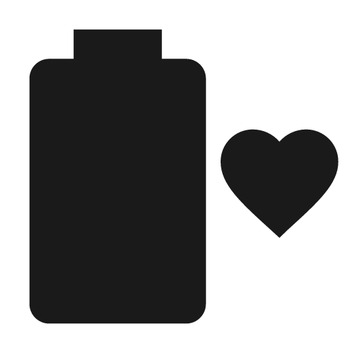 Battery heart icon, solid style, from Material Design Icons