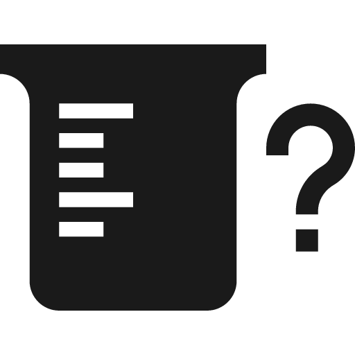 Beaker question icon, solid style, from Material Design Icons