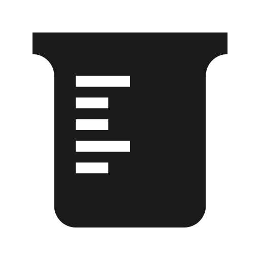 Beaker icon, solid style, from Material Design Icons