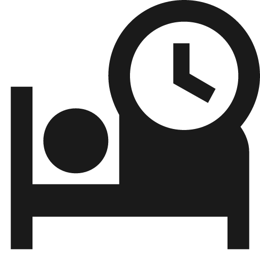 Bed clock icon, solid style, from Material Design Icons