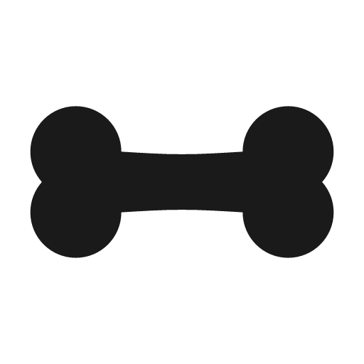 Bone icon, solid style, from Material Design Icons