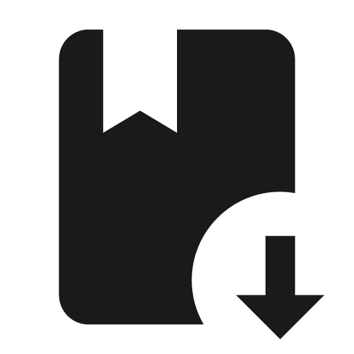 Book arrow down icon, solid style, from Material Design Icons