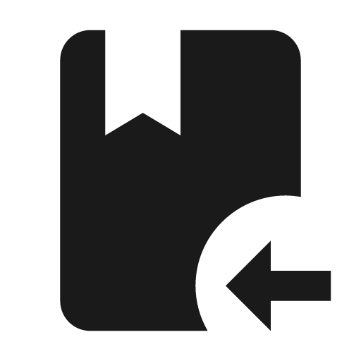 Book arrow left icon, solid style, from Material Design Icons