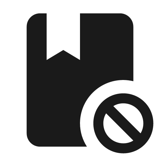 Book cancel icon, solid style, from Material Design Icons