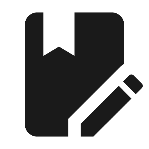 Book edit icon, solid style, from Material Design Icons