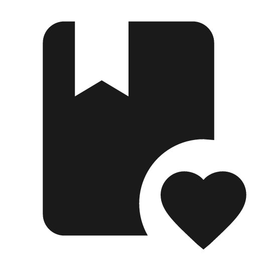 Book heart icon, solid style, from Material Design Icons