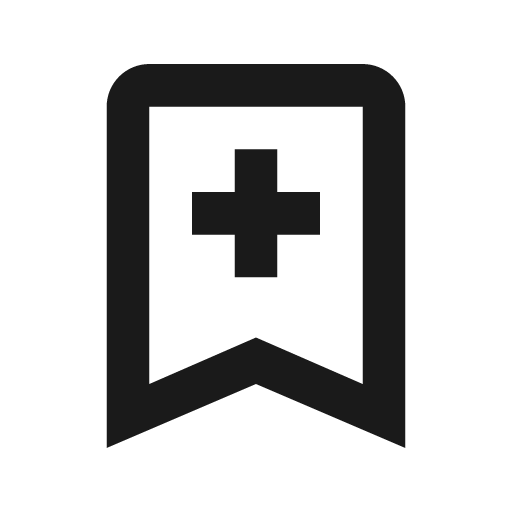 Bookmark plus outline icon, outline style, from Material Design Icons
