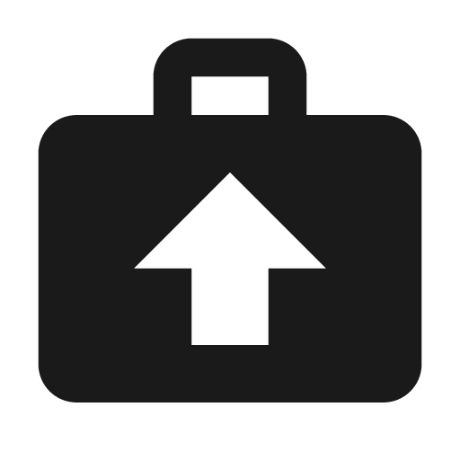 Briefcase upload icon, solid style, from Material Design Icons
