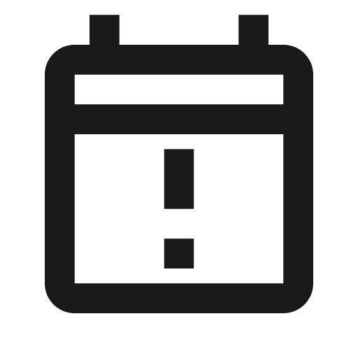 Calendar alert outline icon, outline style, from Material Design Icons
