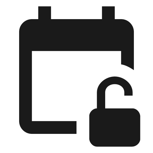 Calendar lock open icon, solid style, from Material Design Icons