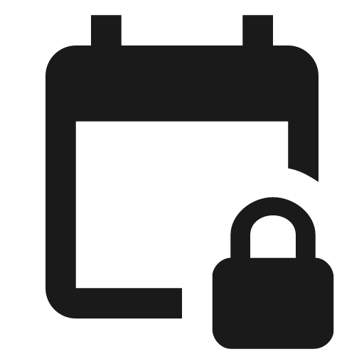 Calendar lock icon, solid style, from Material Design Icons
