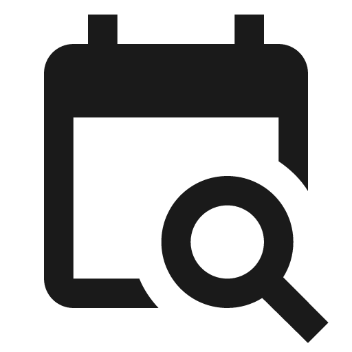 Calendar search icon, solid style, from Material Design Icons