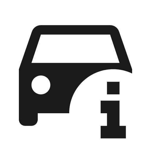 Car info icon, solid style, from Material Design Icons
