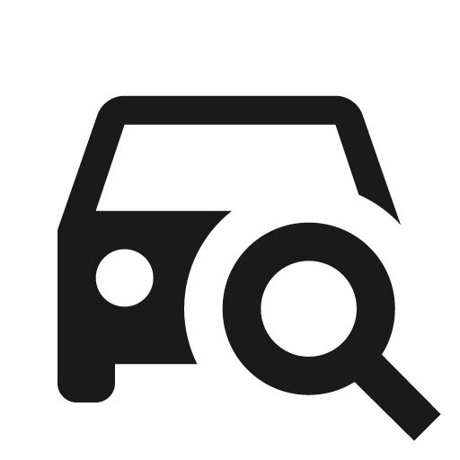 Car search icon, solid style, from Material Design Icons