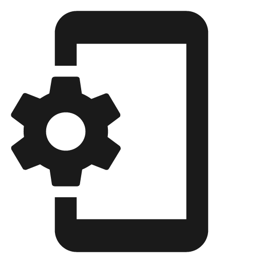 Cellphone cog icon, solid style, from Material Design Icons