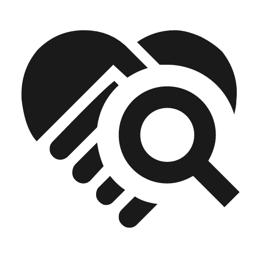 Charity search icon, solid style, from Material Design Icons
