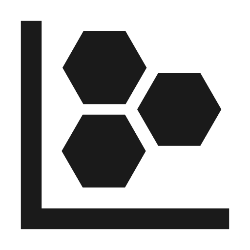 Chart scatter plot hexbin icon, solid style, from Material Design Icons